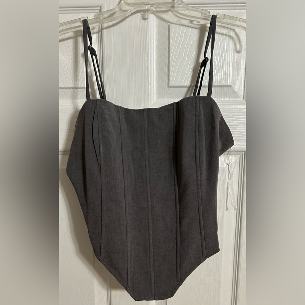 Fashion Nova Grey Corset Crop Top